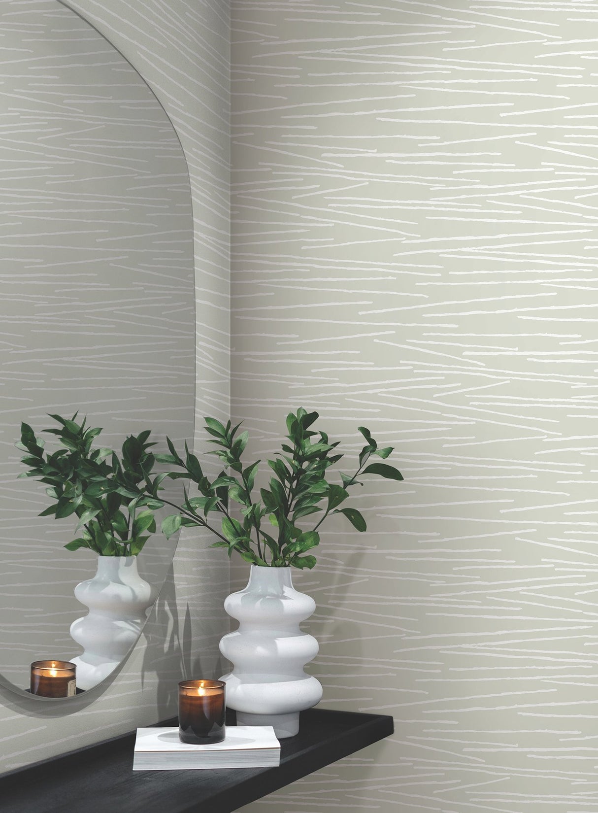 Line Horizon Soft Green Wallpaper with Sculptured Finishes Surface Print - York EV3934