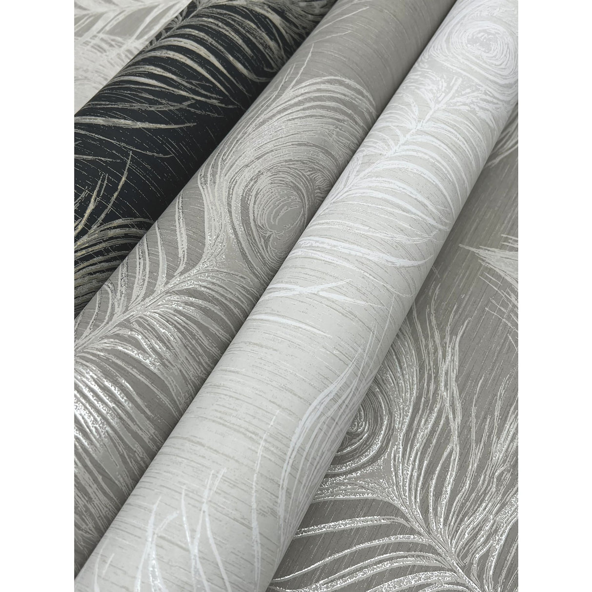 Regal Peacock Black Wallpaper with Iridescent Peacock Feather Pattern - York EV3942