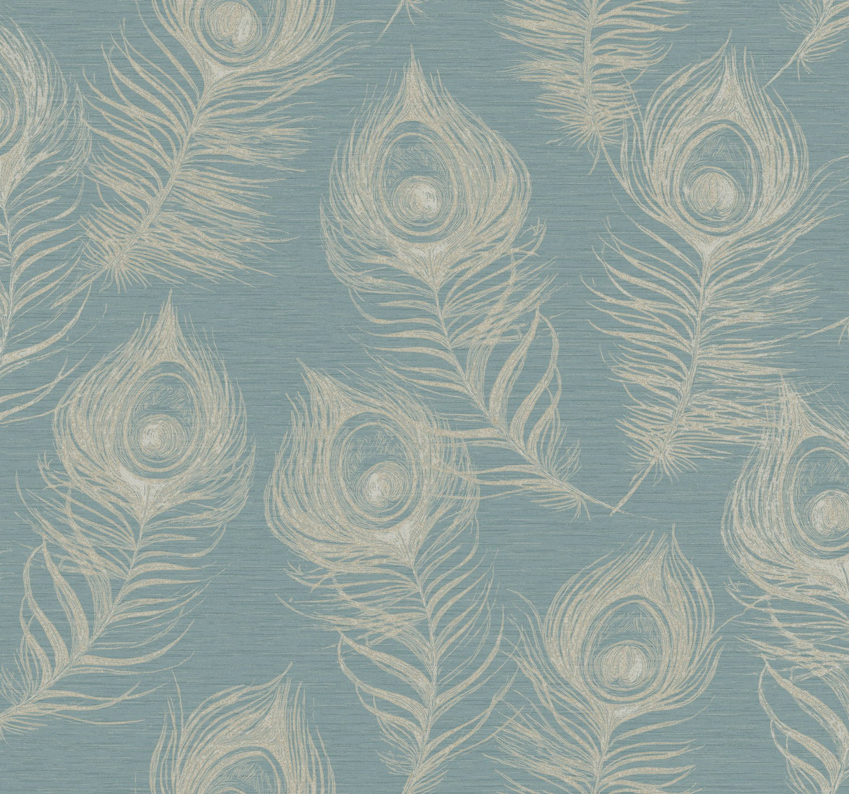 Regal Peacock Dark Teal Wallpaper with Iridescent Peacock Feather Motif - York EV3943