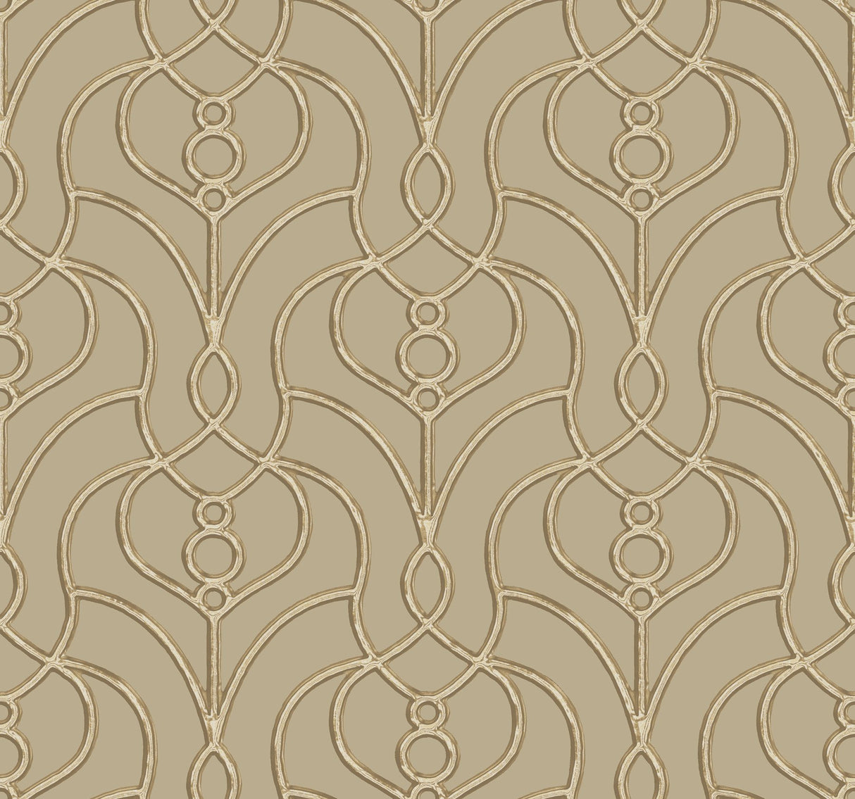 Divine Trellis Taupe Wallpaper with Pearl Geometric Trellis Pattern - York EV3947