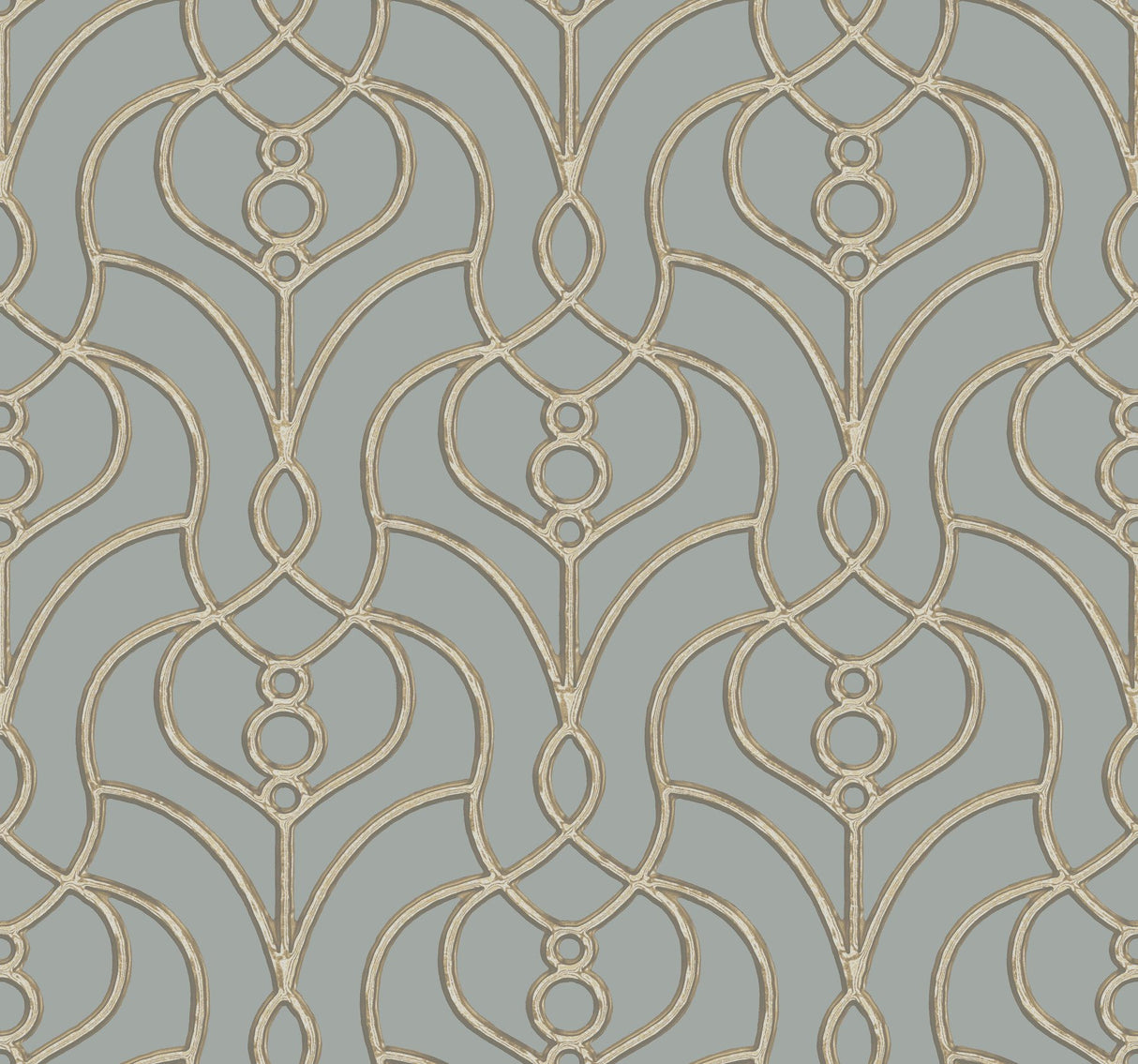 Divine Trellis Dusty Blue Wallpaper with Pearl Geometric Trellis - York EV3948