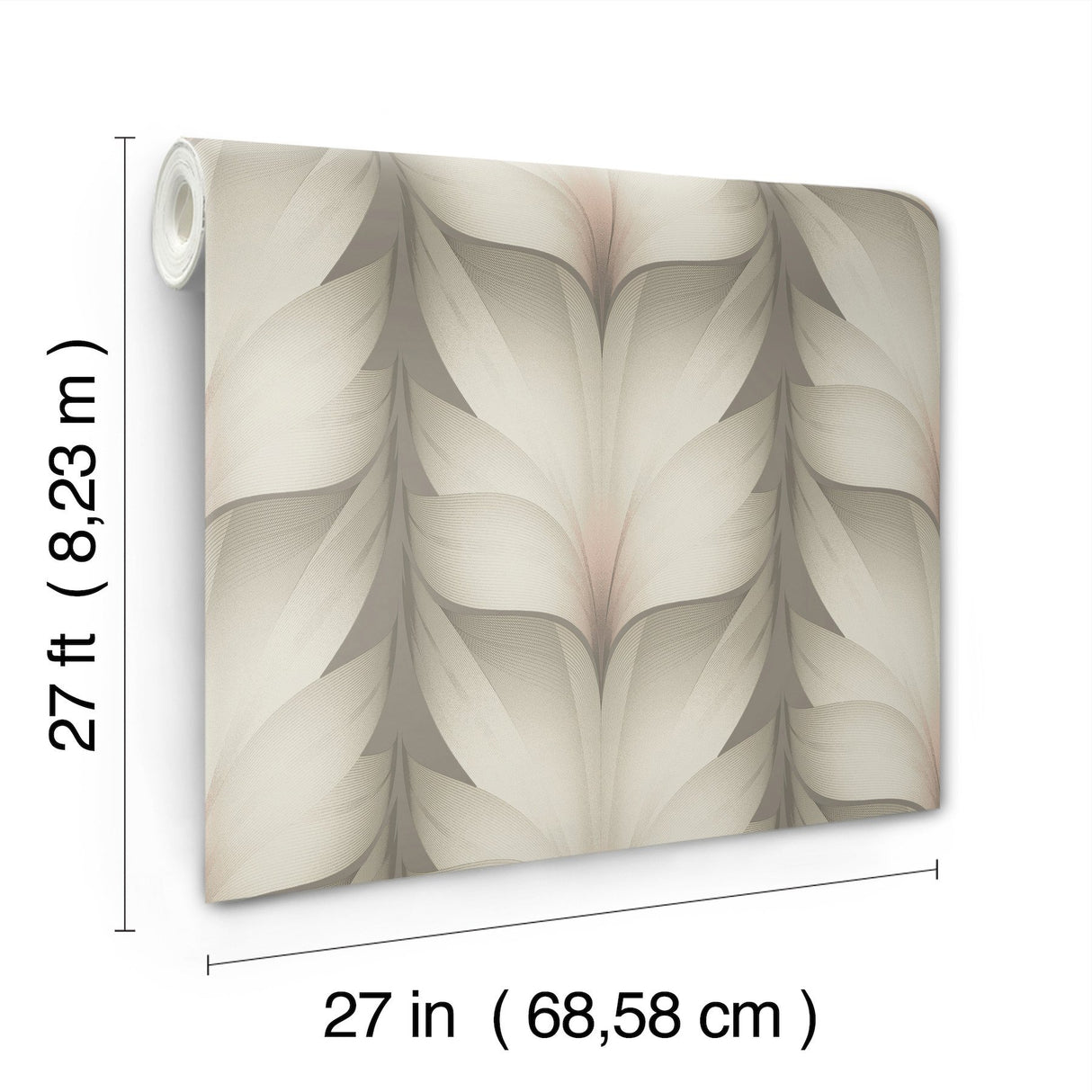 Lotus Light Stripe Taupe & Blush Wallpaper with Organic Petal Stripe Motif - York EV3952