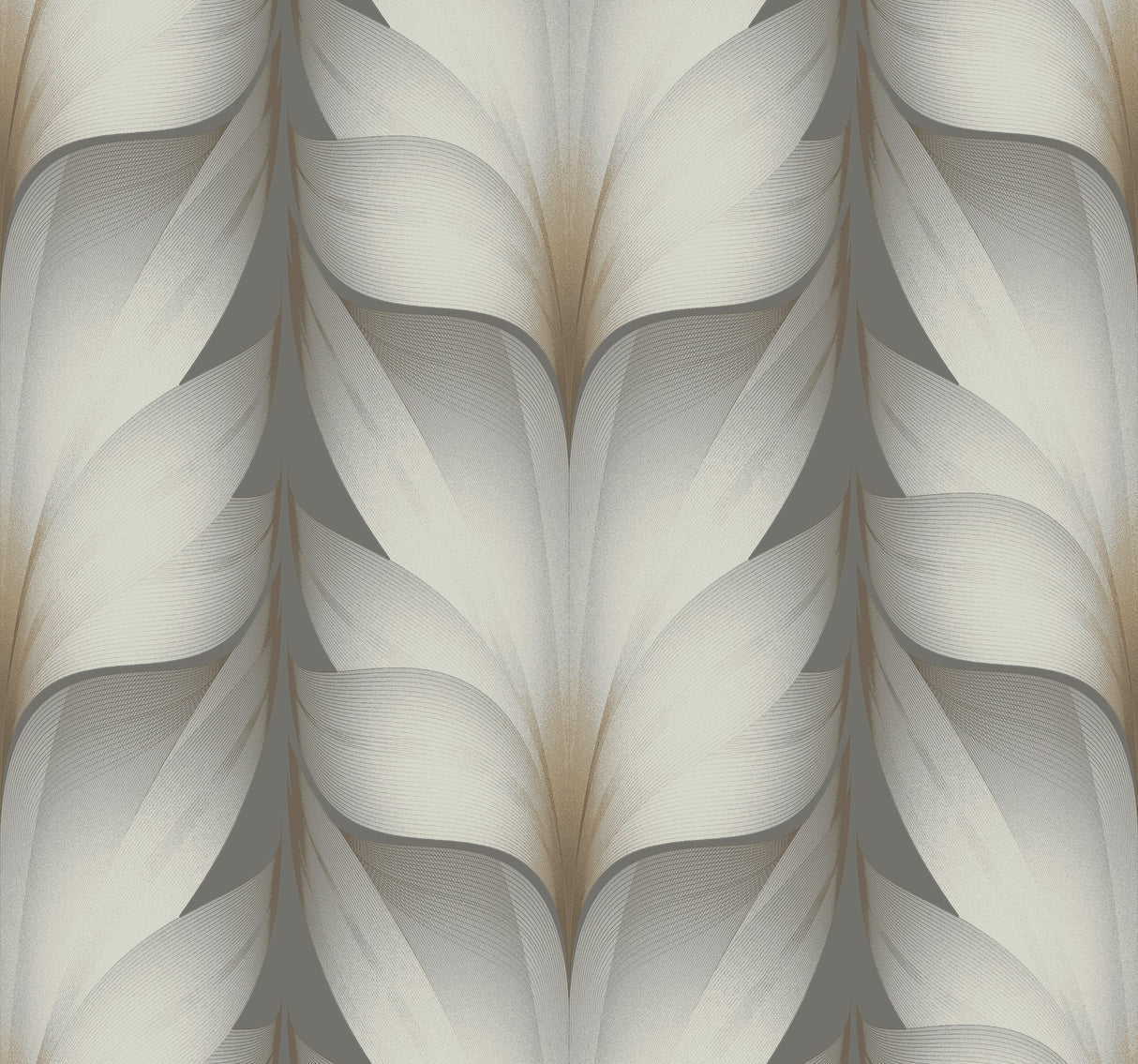 Lotus Light Stripe Charcoal Wallpaper with Contemporary Floral Stripe Motif - York EV3953