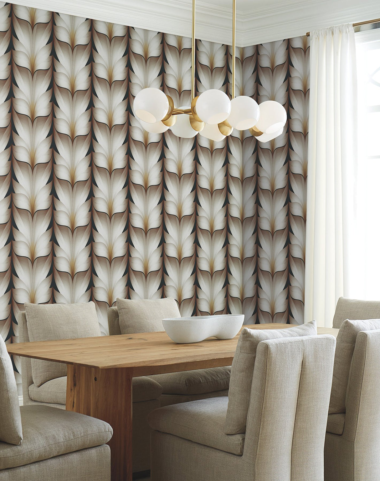 Lotus Light Stripe Black Wallpaper with Striped Lotus Motif - York EV3954