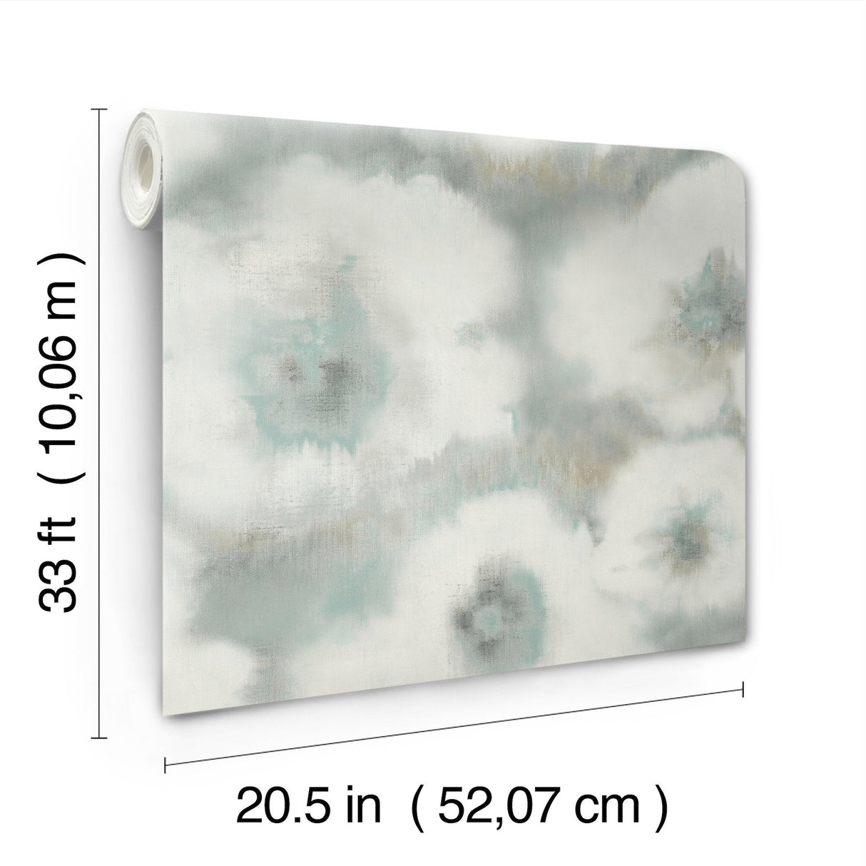 Blended Floral Aqua Wallpaper with Watercolor Floral Pattern - York EV3961