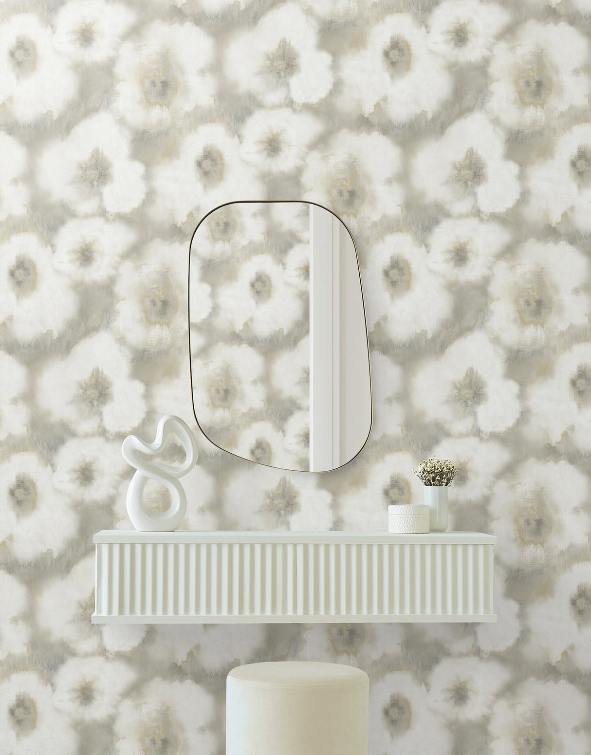 Blended Floral Neutral Wallpaper with Watercolor Floral Pattern - York EV3962