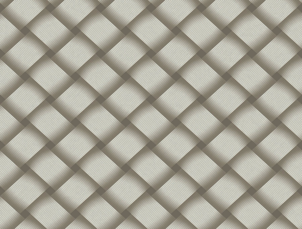 Bayside Basket Weave Mocha Wallpaper with Woven Basket Weave Pattern - York EV3966