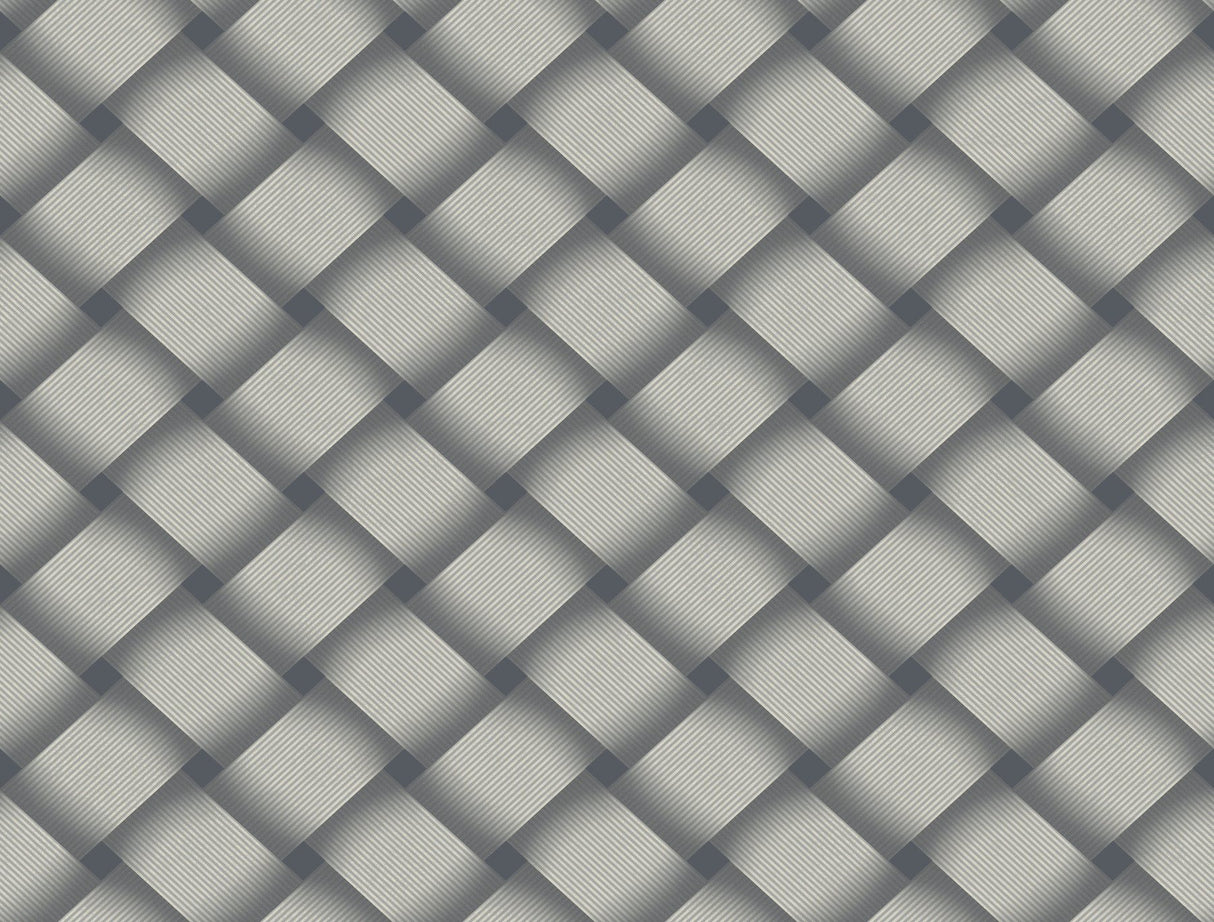 Bayside Basket Weave Navy Wallpaper with Woven Basket Weave Pattern - York EV3969