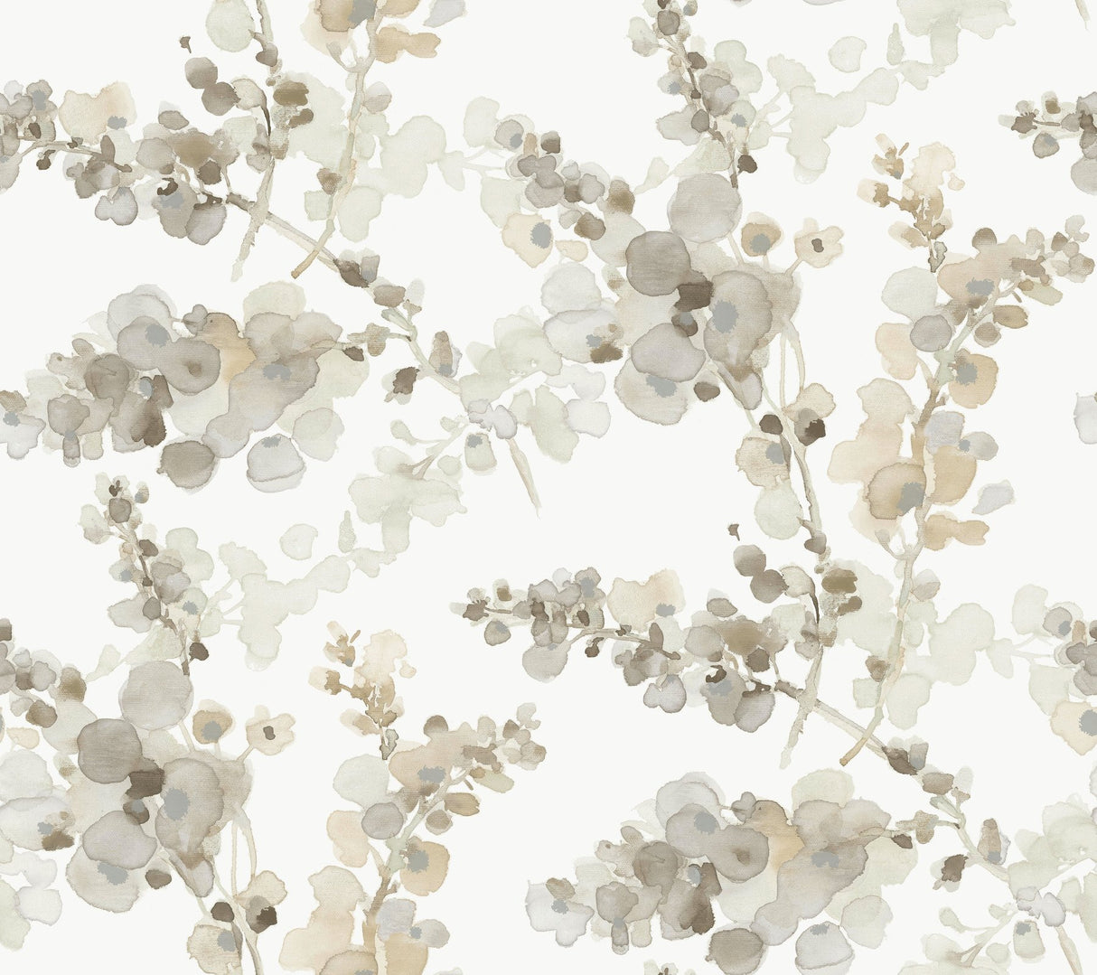 Blossom Fling Blonde Wallpaper with Metallic Botanical Watercolor - York EV3973