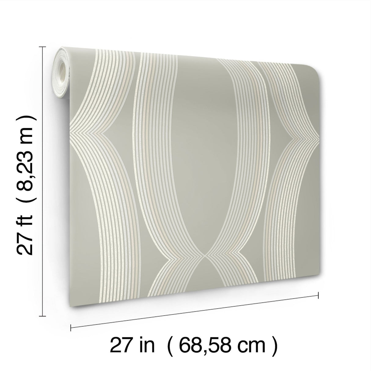 Progression Ogee Light Neutral Wallpaper with Modern Geometric Ogee Pattern - York EV3983