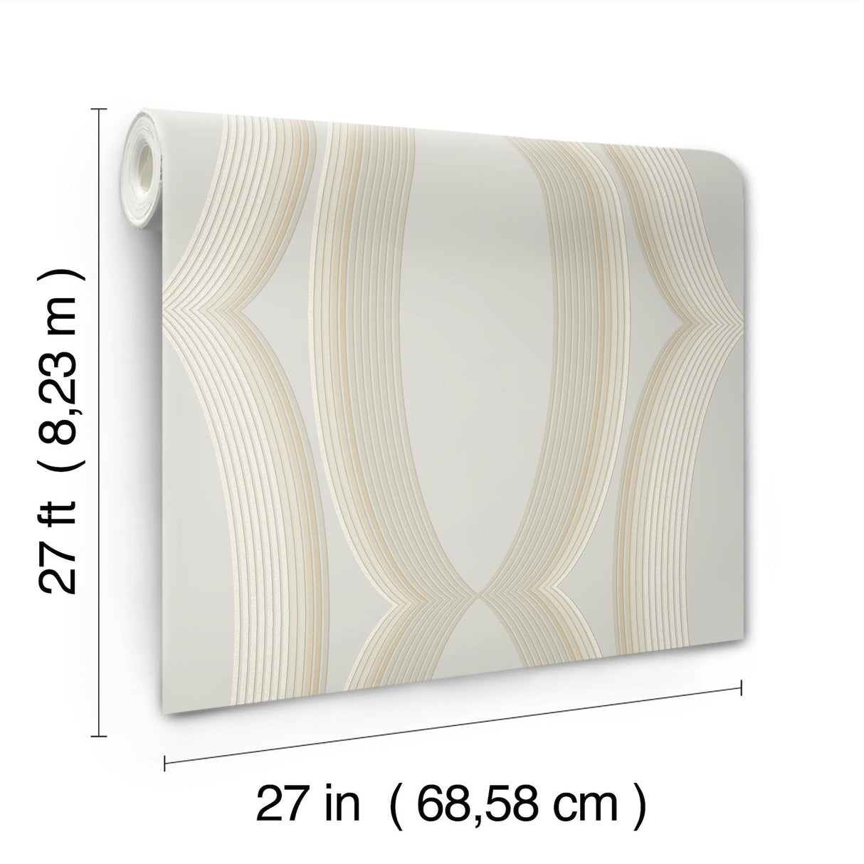 Progression Ogee Blonde Wallpaper with Geometric Ogee Pattern - York EV3984