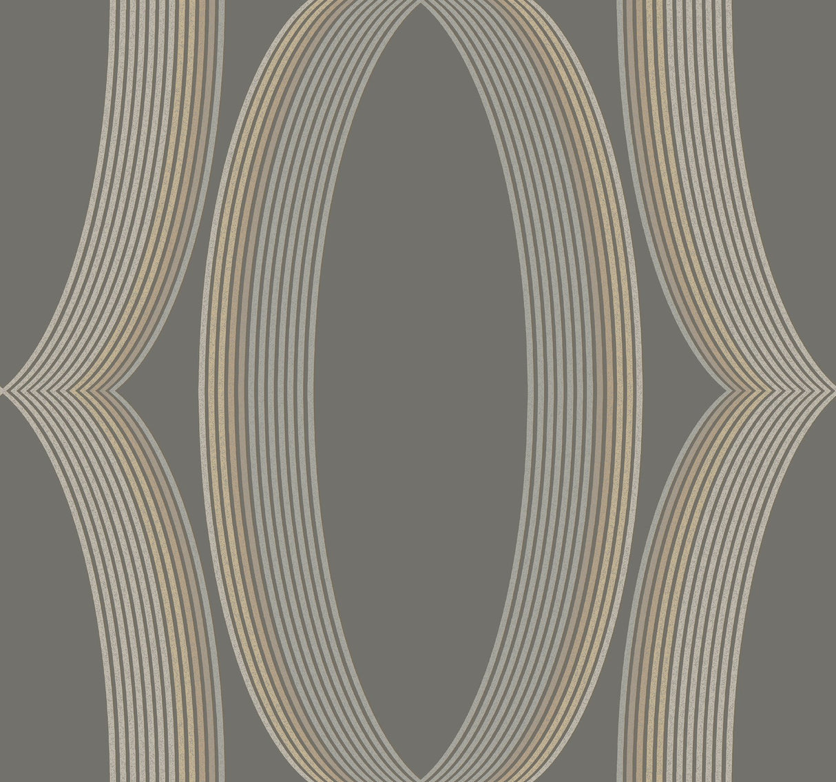Progression Ogee Charcoal Wallpaper with Geometric Ogee Motif - York EV3986