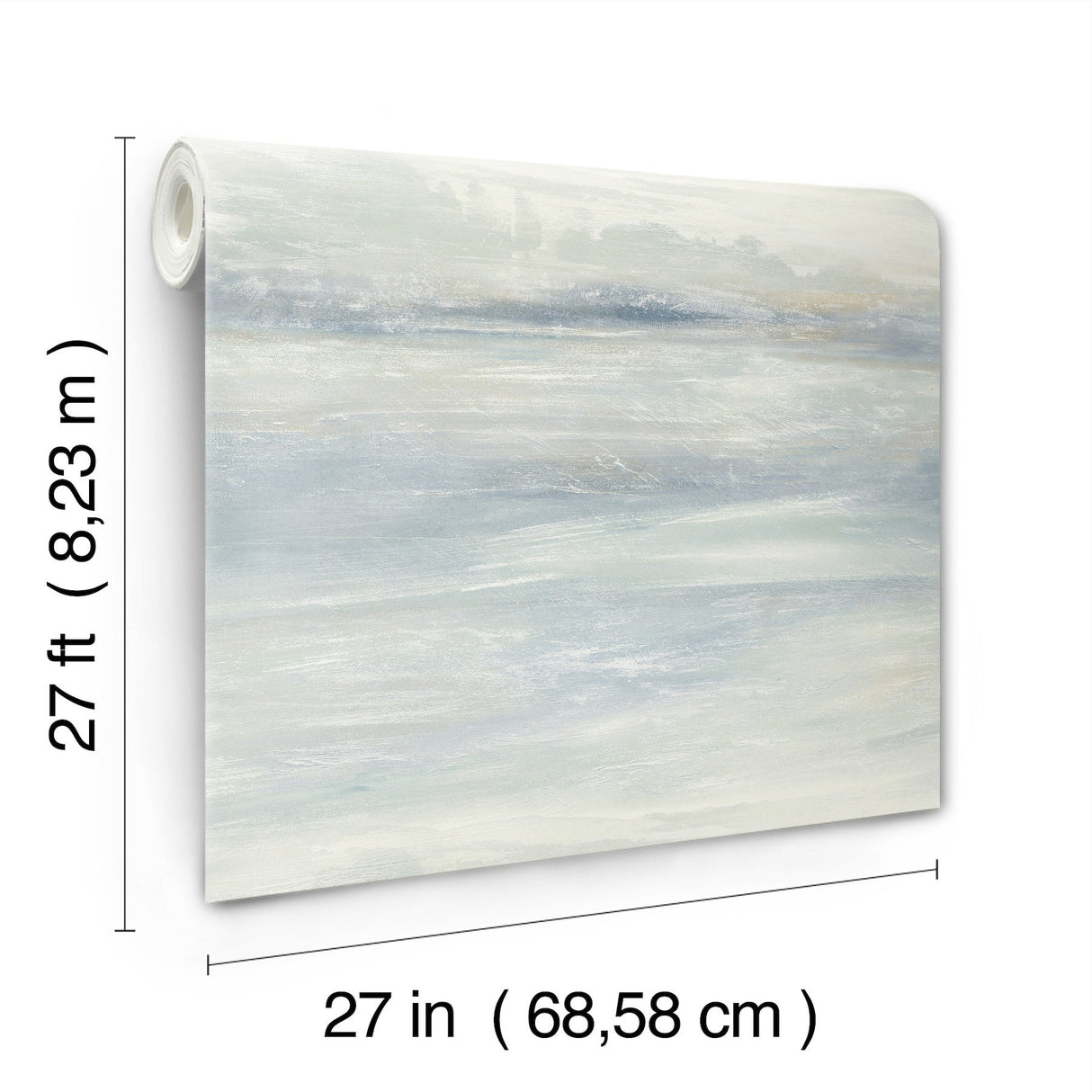 Soothing Mists Scenic Blue Oasis Wallpaper with Watercolor Stripe Motif - York EV3988