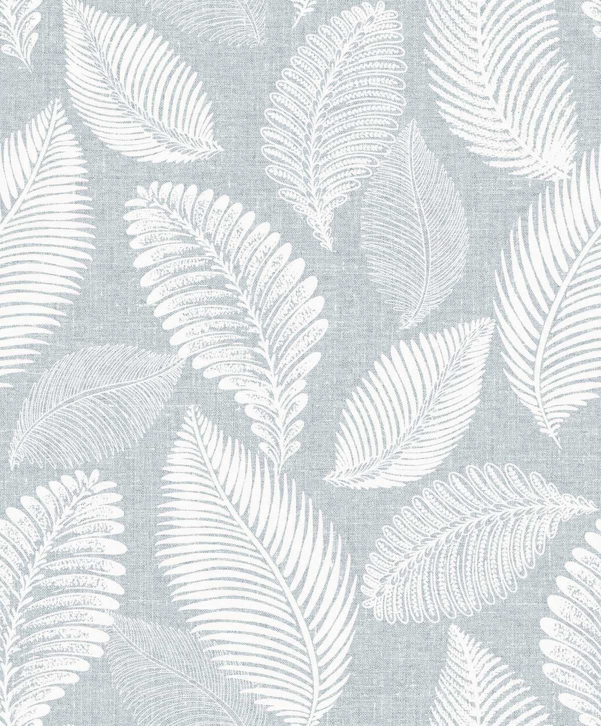 Tossed Leaves botanical leaf wallpaper in Ice grey