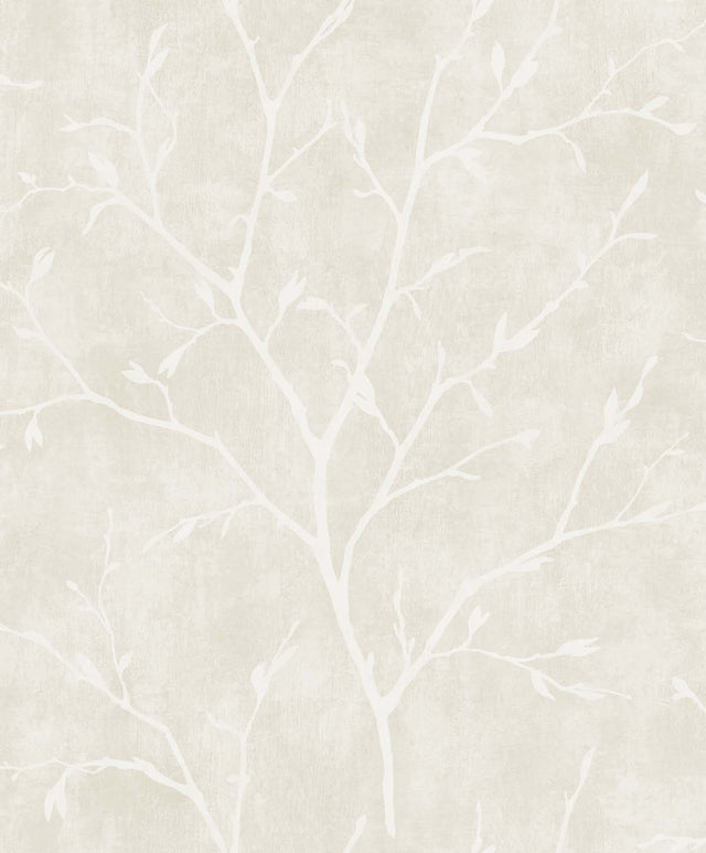 Avena Branches wallpaper in Mica (off-white botanical branch silhouette pattern) by Seabrook Designs, SKU EW10208.