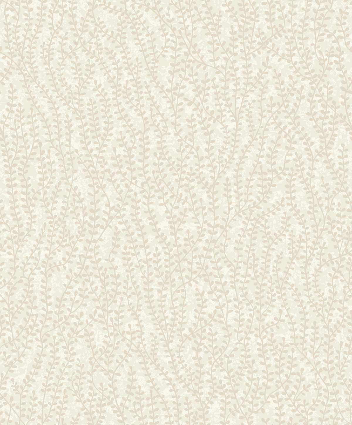 Seaweed Beaded Branches wallpaper in off-white satin with metallic beaded botanical branches pattern