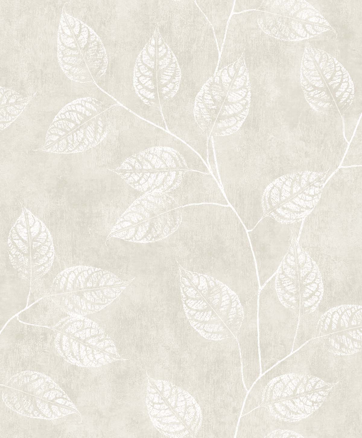Branch Trail Silhouette wallpaper in Raw Linen with soft botanical leaf silhouette on a satin nonwoven ground