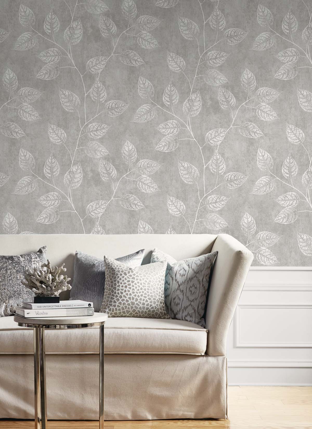Branch Trail Silhouette Slate by Seabrook Designs Botanical Wallpaper – Seabrook Designs EW10808