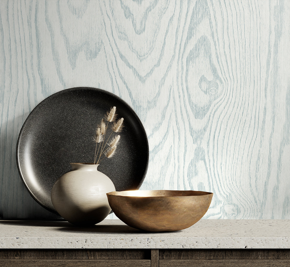 Kyoto Faux Woodgrain Soft Blue by White Heron Faux Woodgrain Wallpaper – Seabrook Designs EW11302