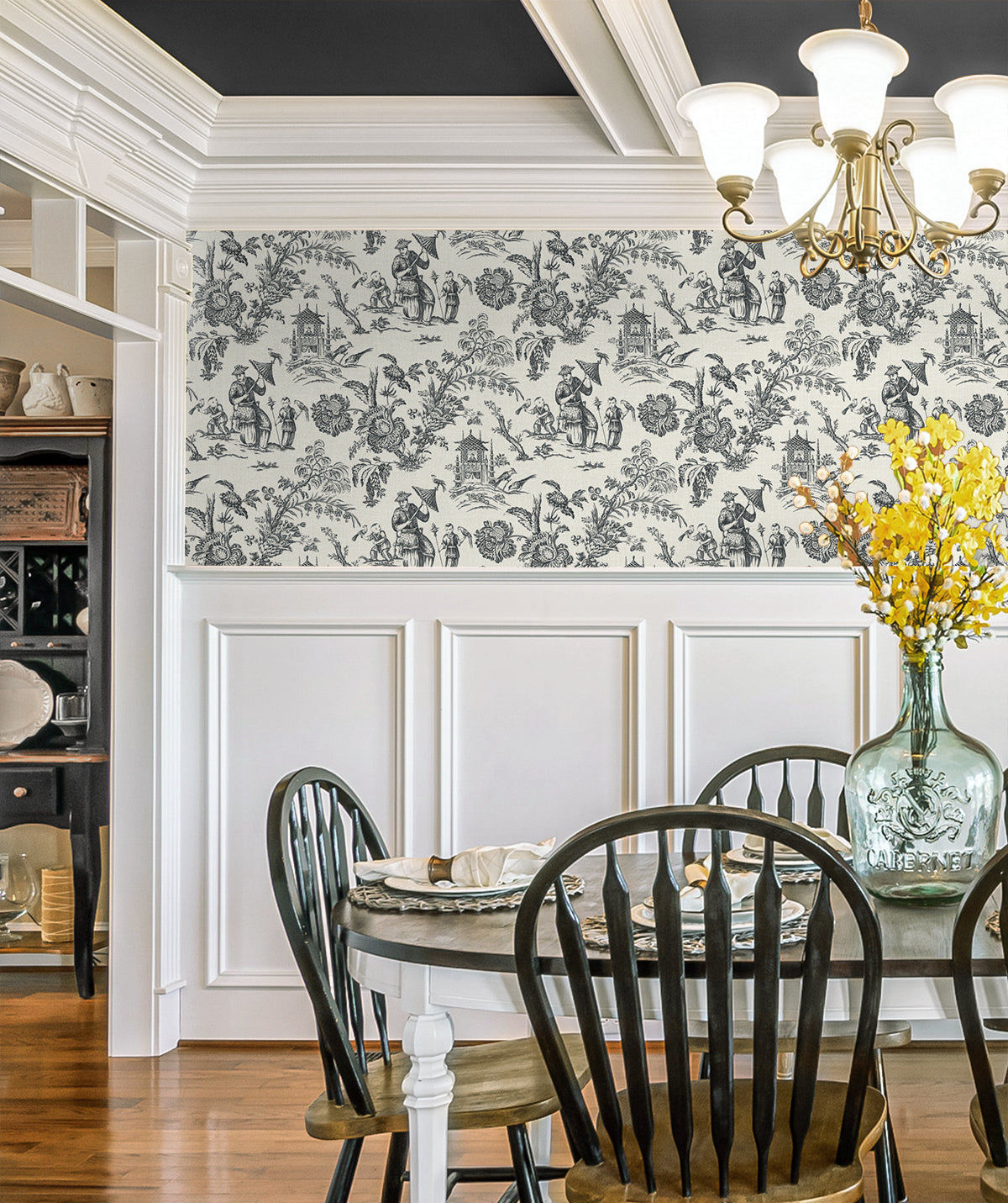 Colette Chinoiserie Poppy Seed by French Country Toile Wallpaper – Seabrook Designs FC61800