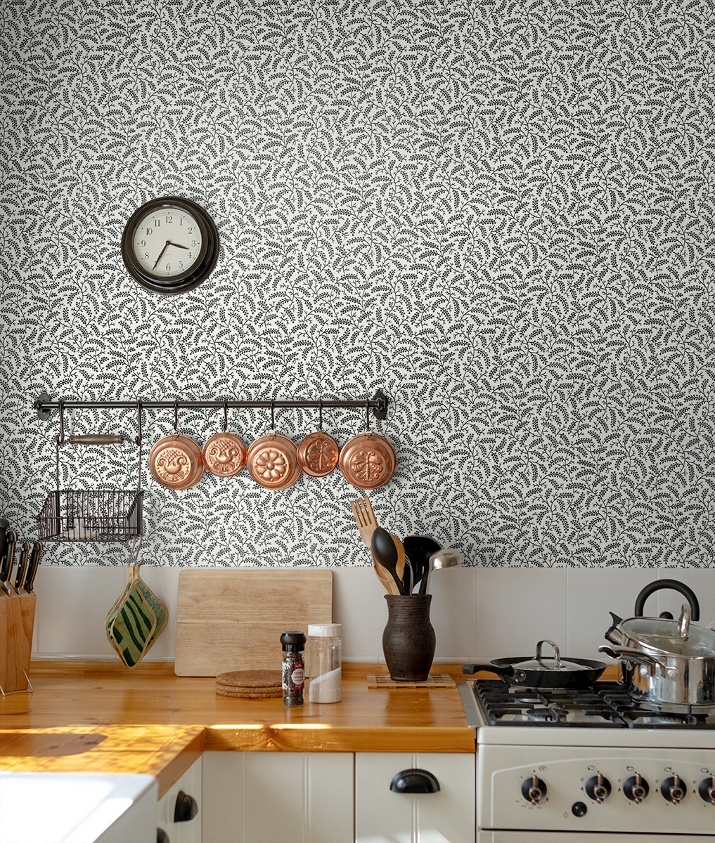 Cossette Poppy Seed by French Country Botanical Vine Wallpaper – Seabrook Designs FC62200