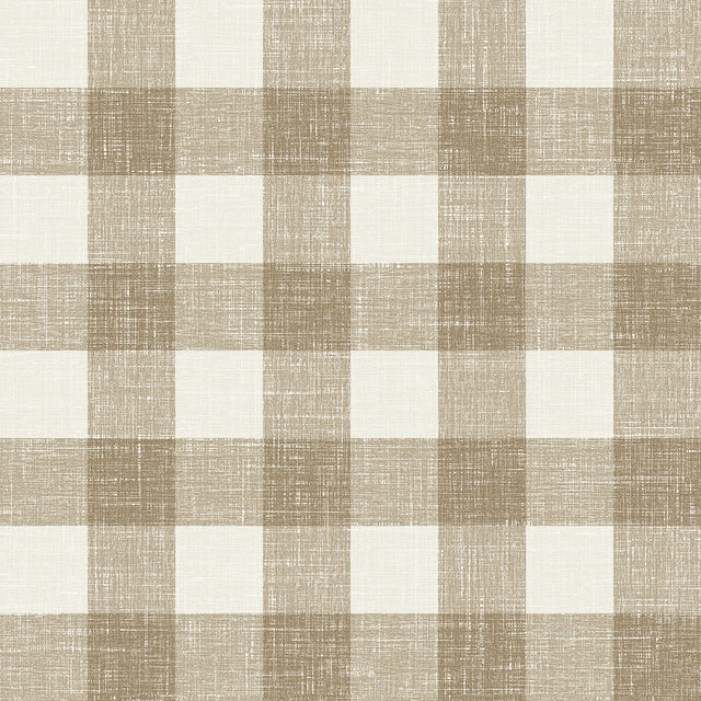 Bebe Gingham wallpaper in Driftwood colorway (large-scale gingham plaid).