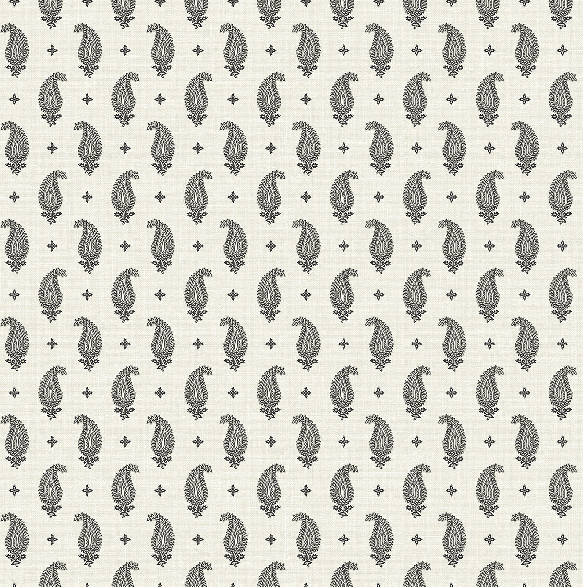 Maia Paisley wallpaper in Poppy Seed colorway (pattern close-up)