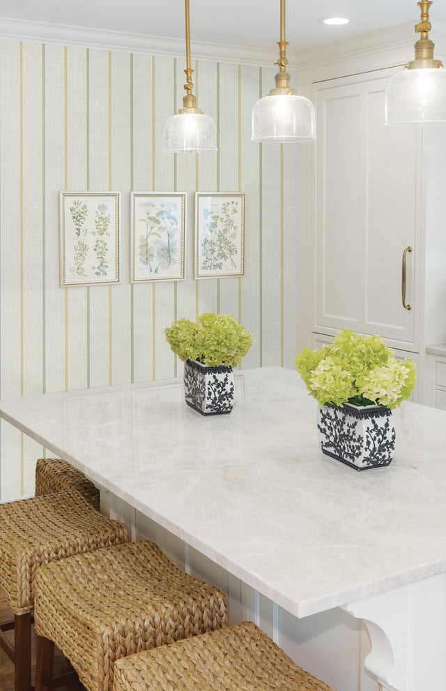 Andree Stripe Dandelion & Pomme by French Country Stripe Wallpaper – Seabrook Designs FC62504