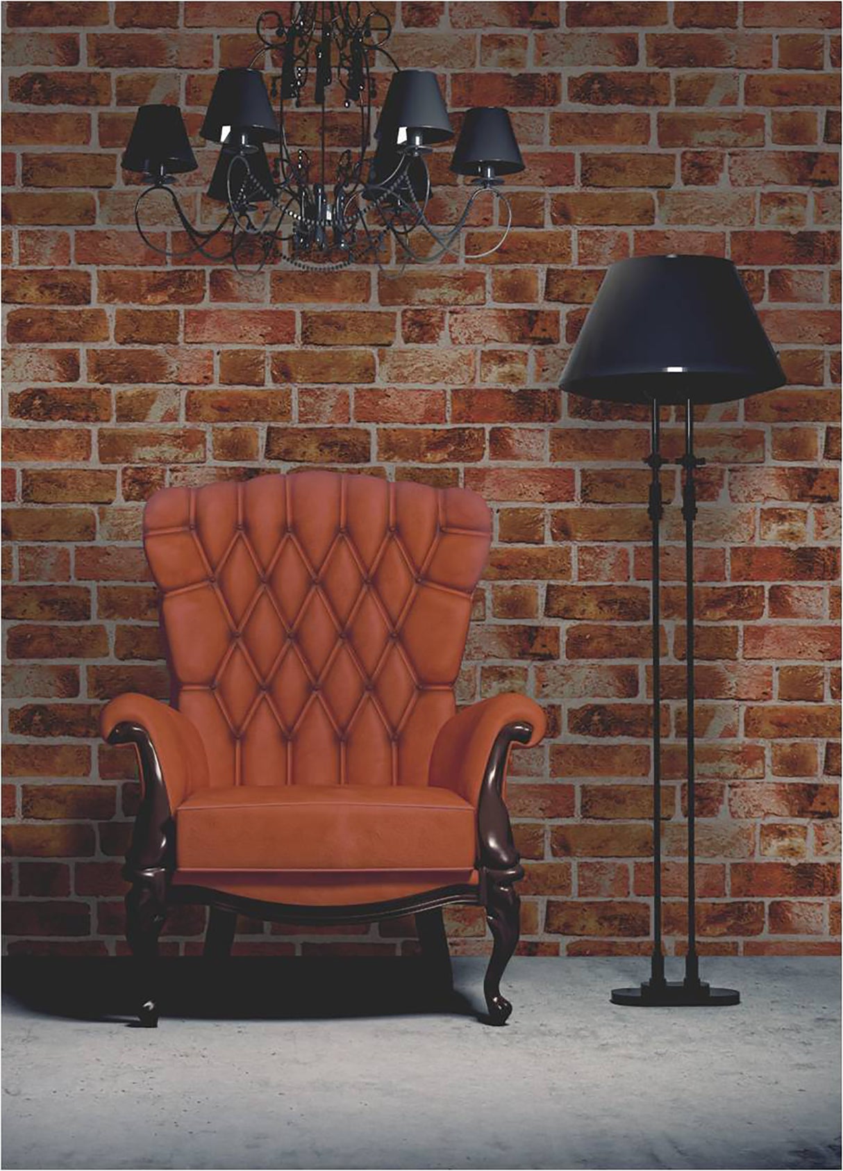 Dexter Orange by Fine Decor Brick Wallpaper – Brewster Home Fashions FD31045