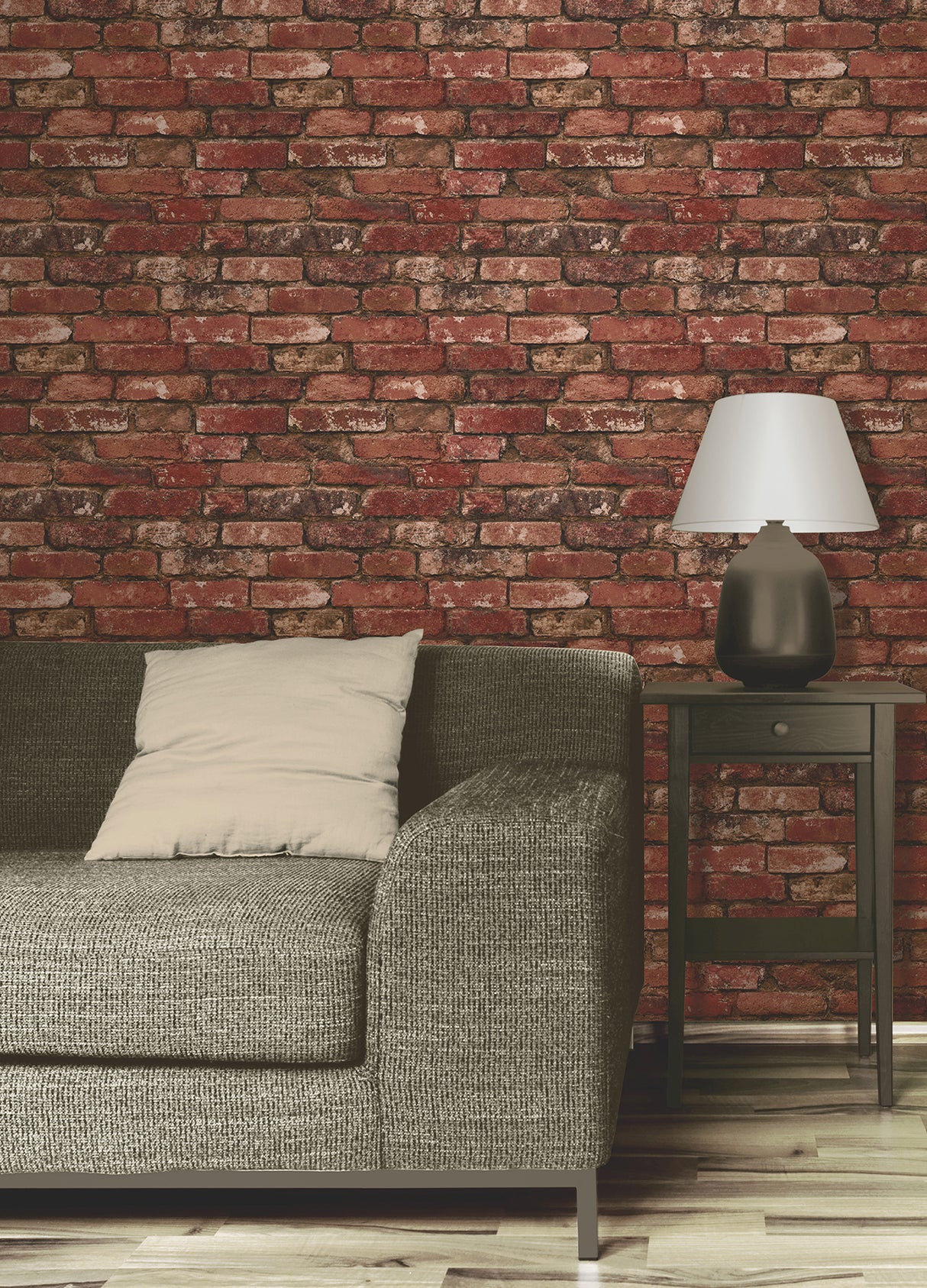 Davis Red by Fine Decor Rustic Brick Wallpaper – Brewster Home Fashions FD31285