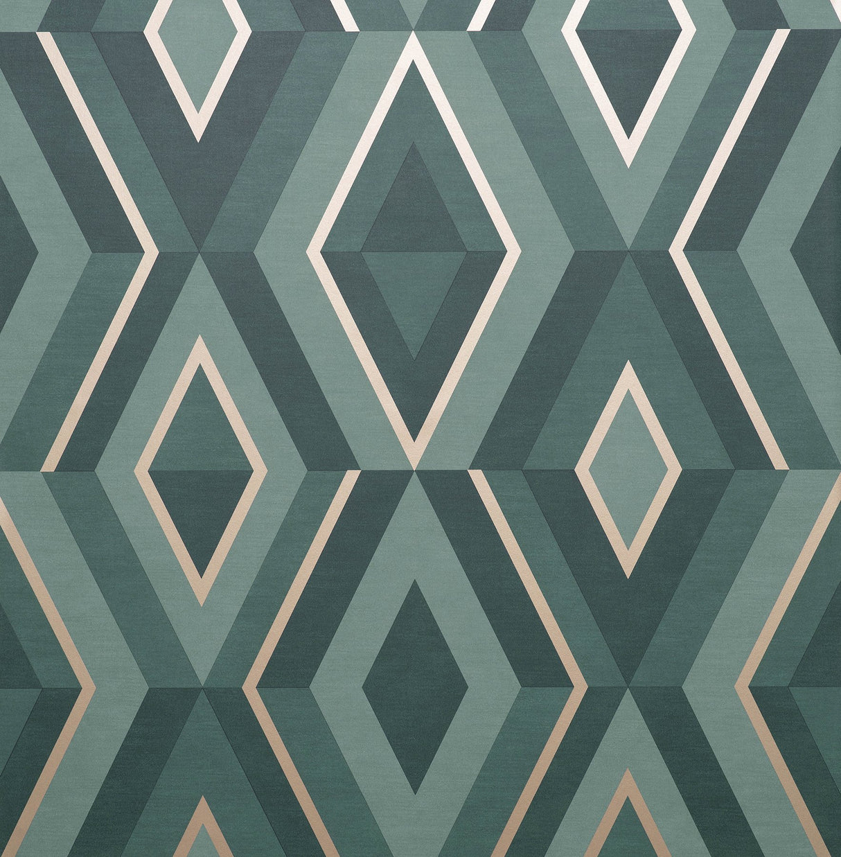 Shard Turquoise Geometric Wallpaper with Metallic Trellis Accents - Fine Decor FD42609