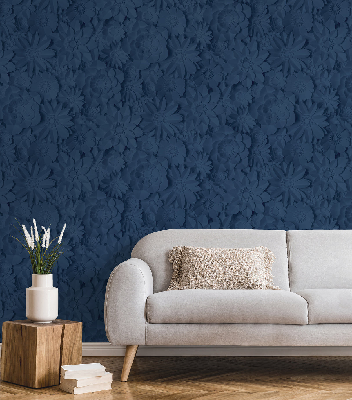 Dacre Dark Blue by Fine Decor Floral Wallpaper – Brewster FD42690