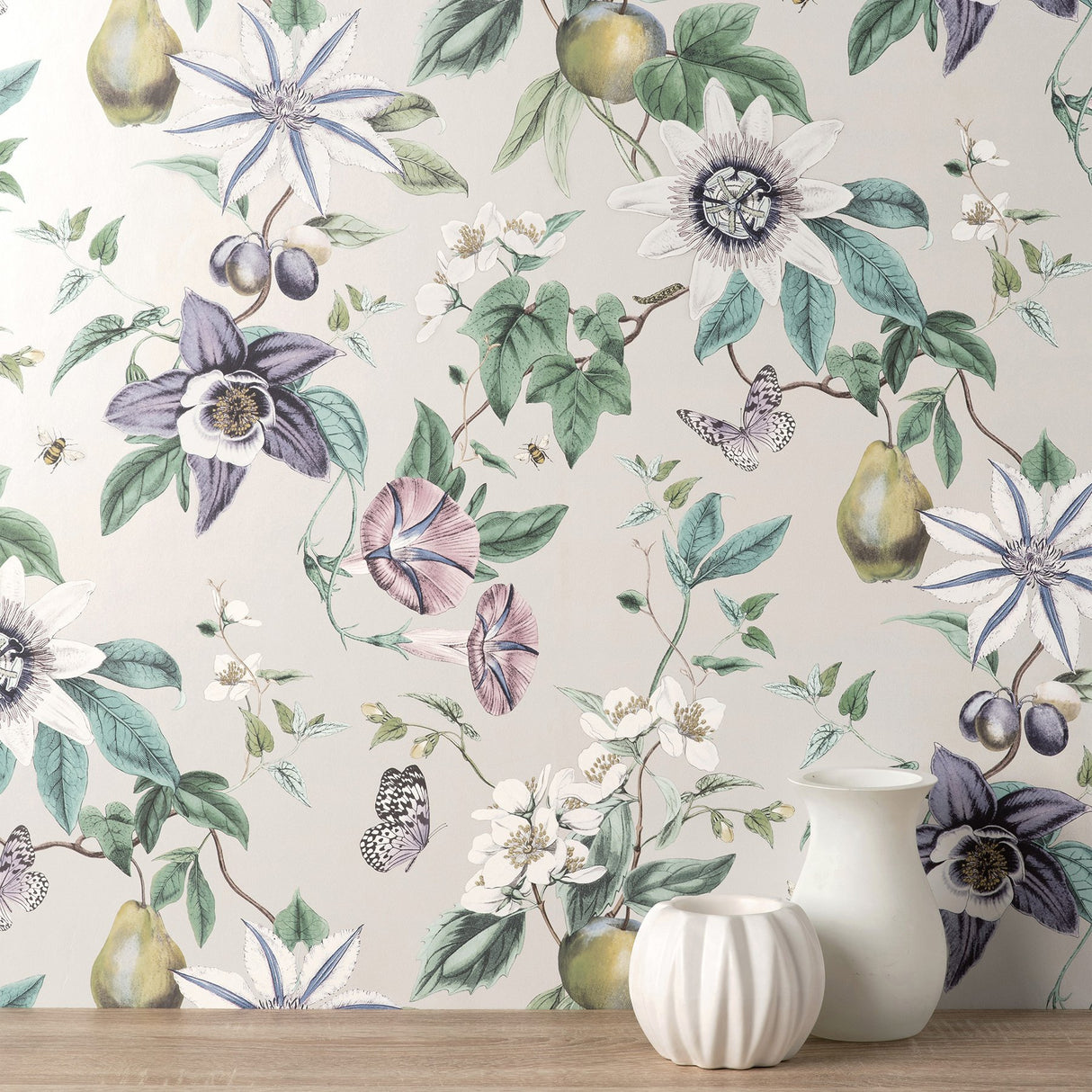 Sierra Silver Floral Wallpaper