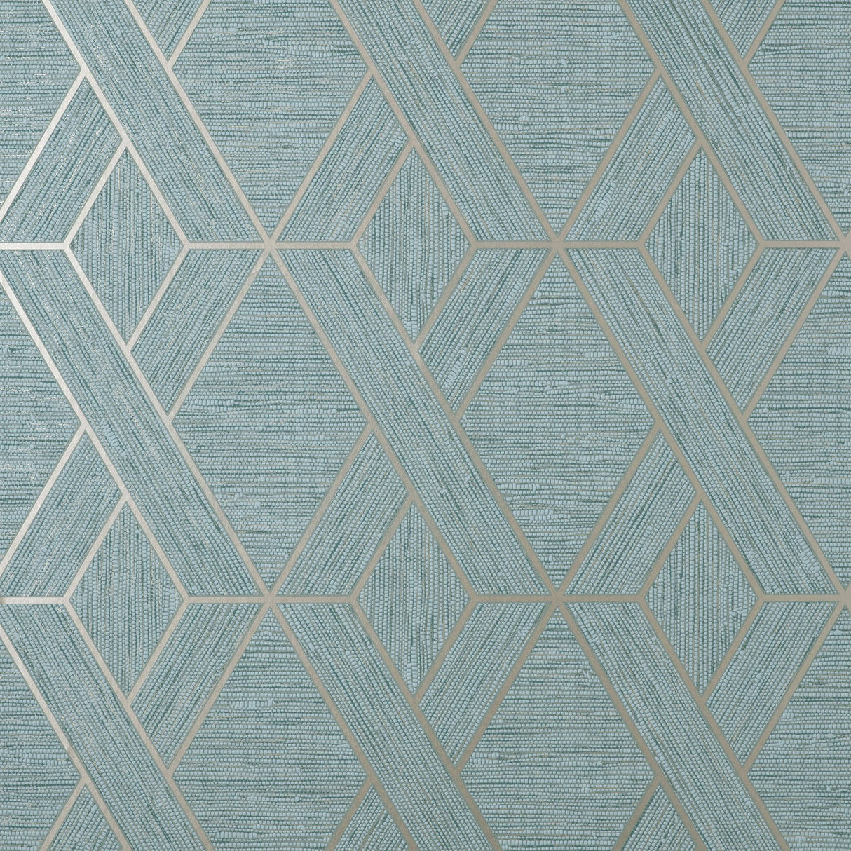 Malcolm Teal Geo Wallpaper with Metallic Textured Geometric Pattern - Fine Decor FD43154
