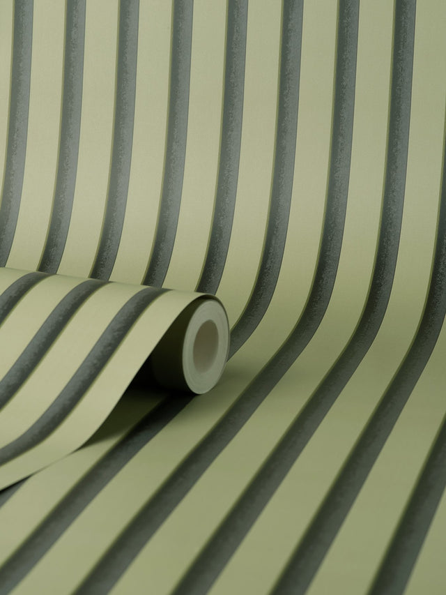 Reggie Olive Vertical Slats Wallpaper with Stripes Feature Wall - Fine Decor FD43289