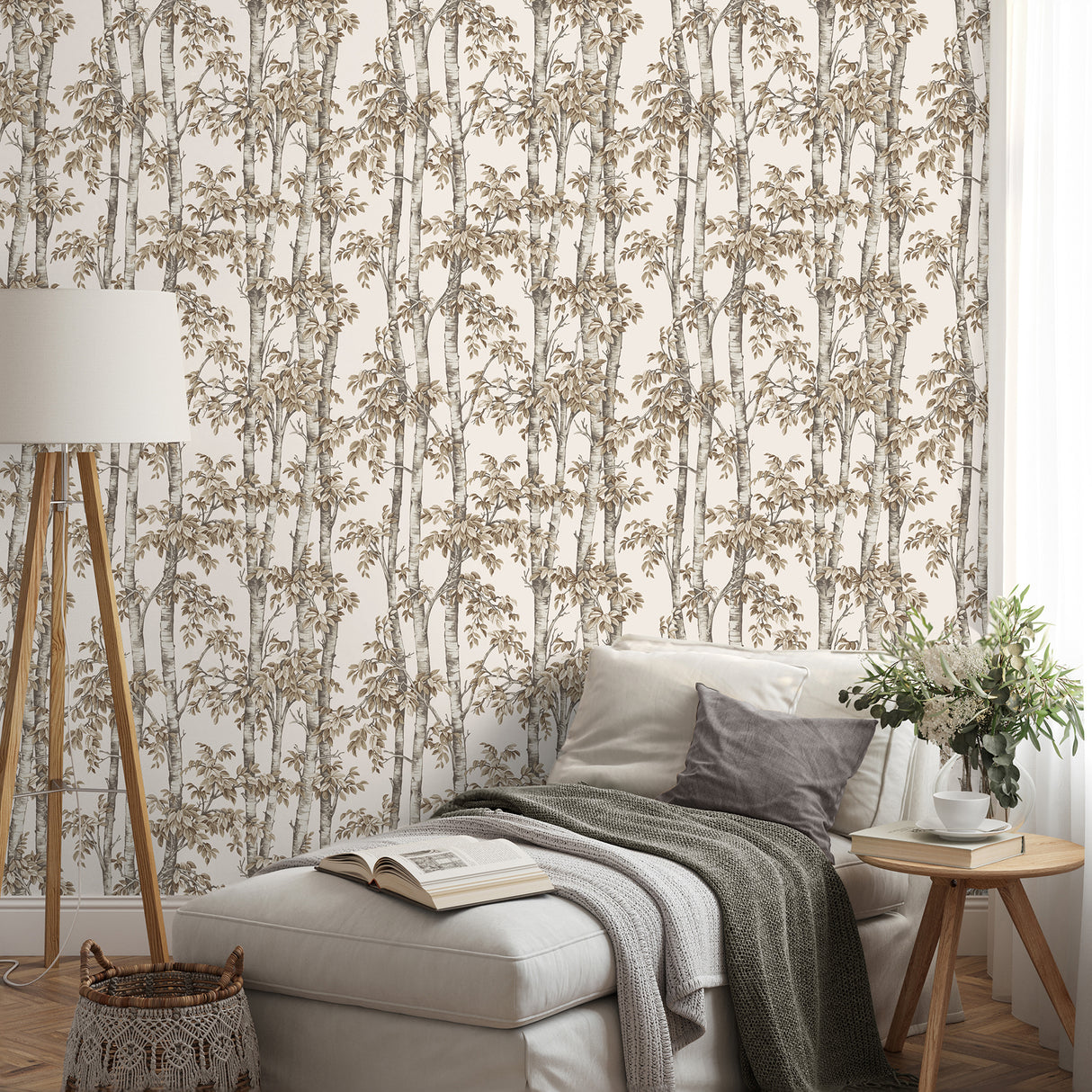 Bastian Neutral by Fine Decor Trees Wallpaper – Brewster Home Fashions FD43343