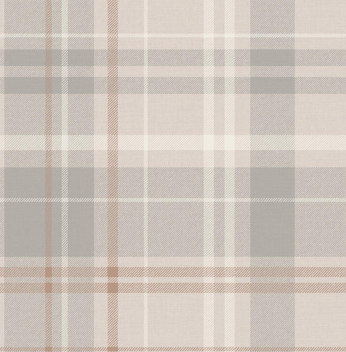 Fine Decor Hester Light Grey Plaid Wallpaper roll sample