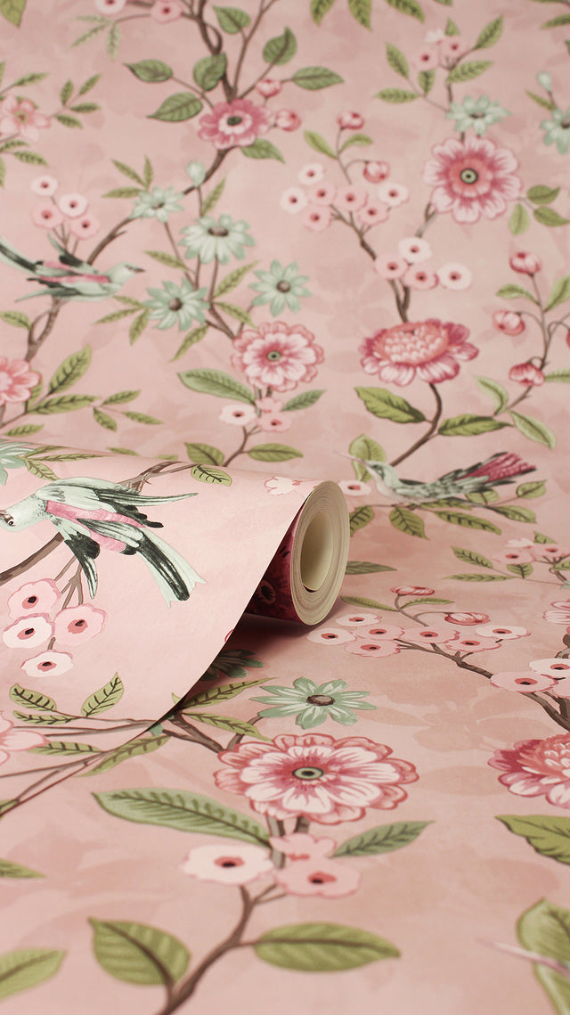 Elspeth Pink by Fine Decor Floral Trail Wallpaper – Brewster Home Fashions FD43445