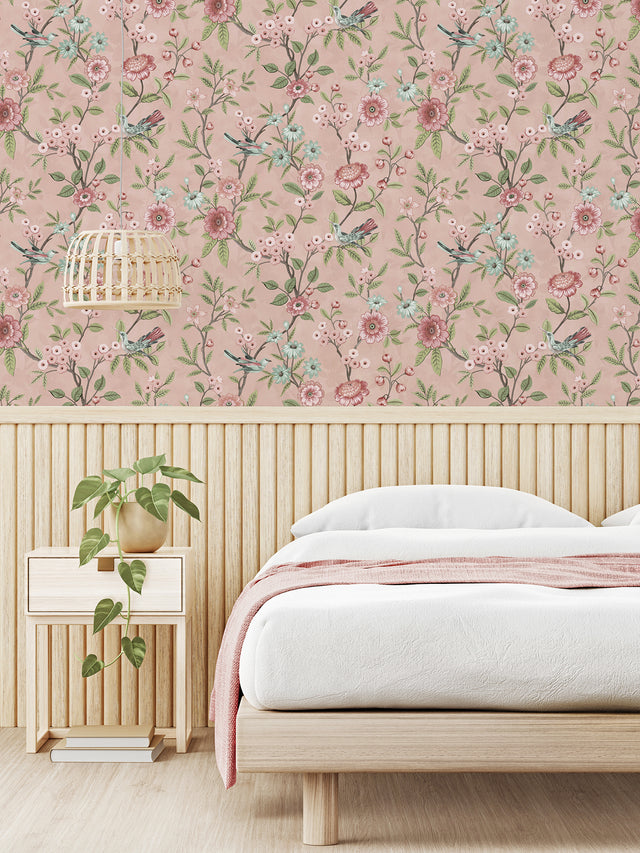 Elspeth Pink by Fine Decor Floral Trail Wallpaper – Brewster Home Fashions FD43445