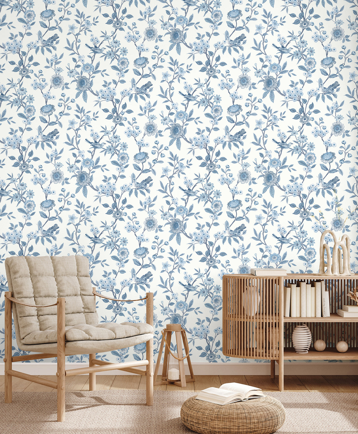 Elspeth Blue Floral Trail by Fine Decor Wallpaper – Brewster Home Fashions FD43447