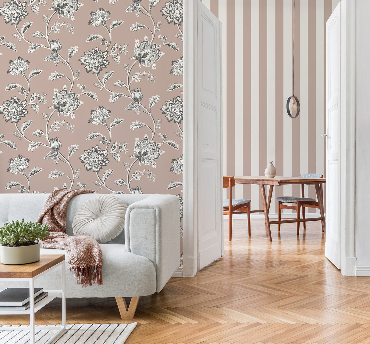 Juliette Light Pink by Fine Decor Jacobean Wallpaper – Brewster Home Fashions FD43451