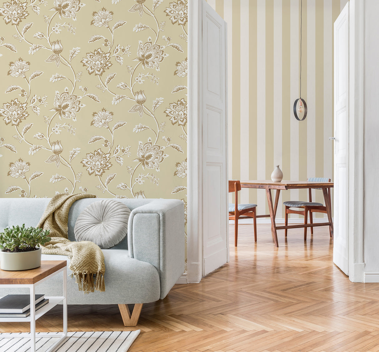 Juliette Light Yellow by Fine Decor Jacobean Wallpaper – Brewster Home Fashions FD43452