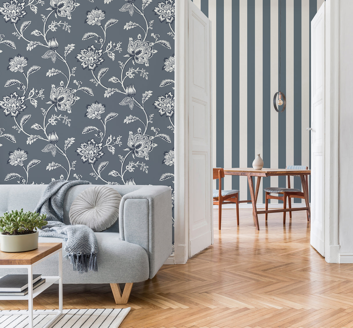 Juliette Blue by Fine Decor Jacobean Wallpaper – Brewster FD43453