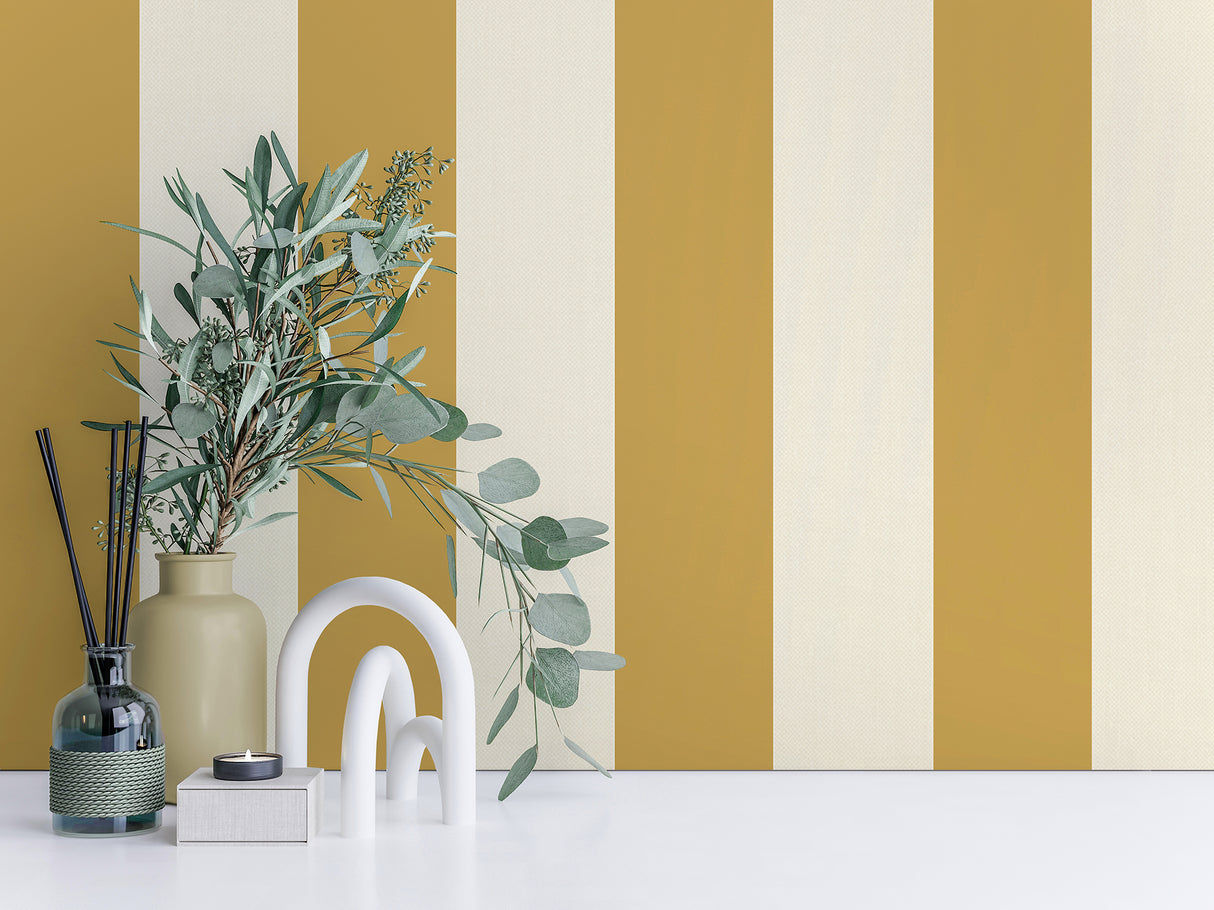 Tavish Mustard by Fine Decor Stripe Wallpaper – Brewster Home Fashions FD43455