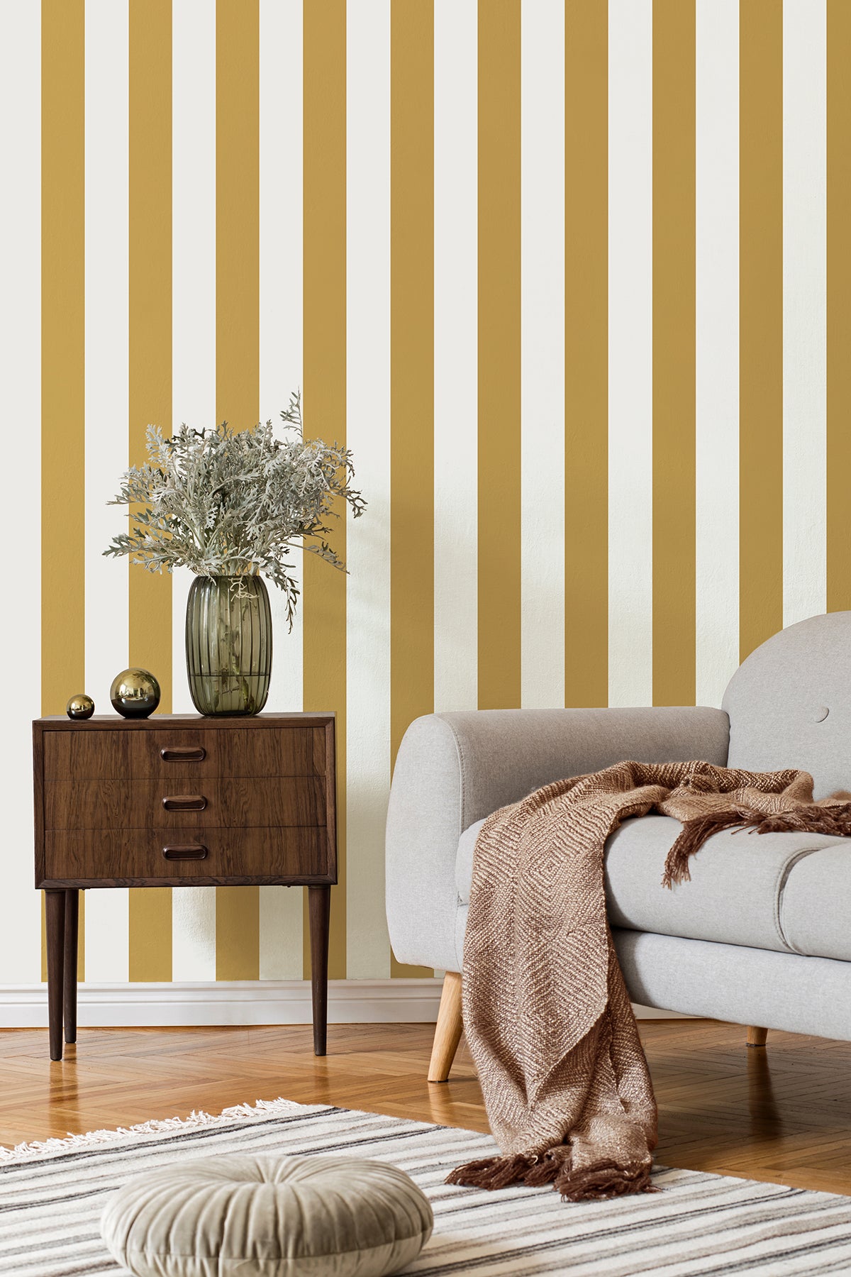 Tavish Mustard by Fine Decor Stripe Wallpaper – Brewster Home Fashions FD43455