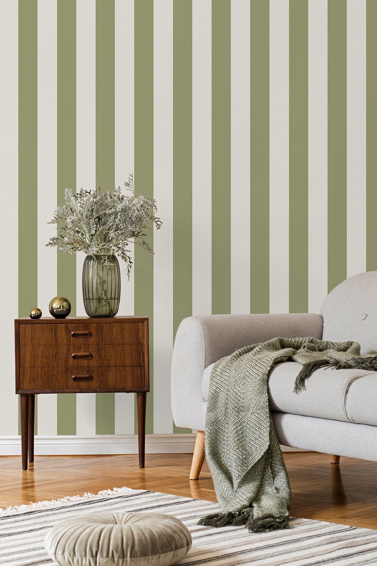 Tavish Sage by Fine Decor Stripe Wallpaper- Brewster Home Fashions FD43459