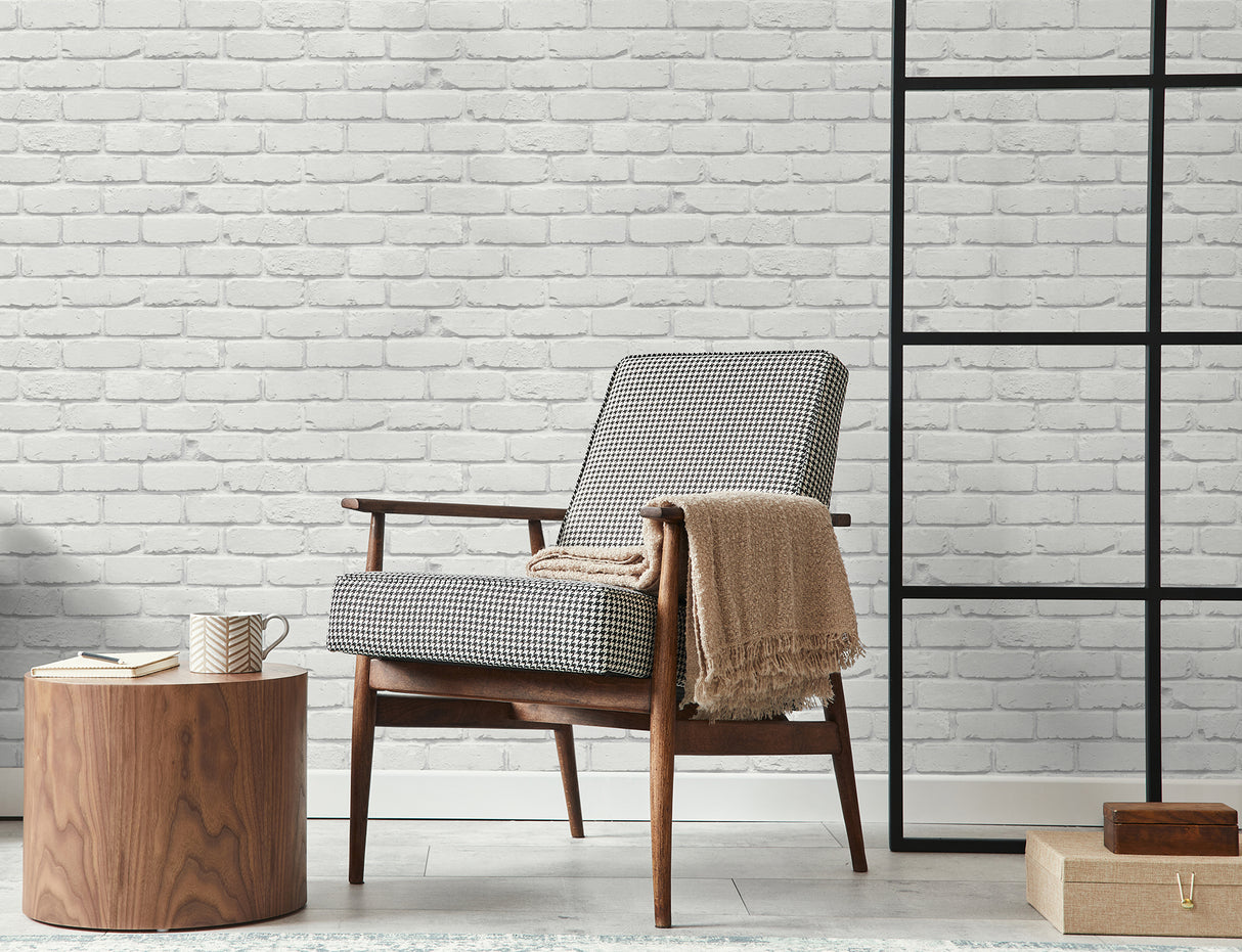 Alpin White by Fine Decor Painted Brick Wallpaper – Brewster Home Fashions FD43600