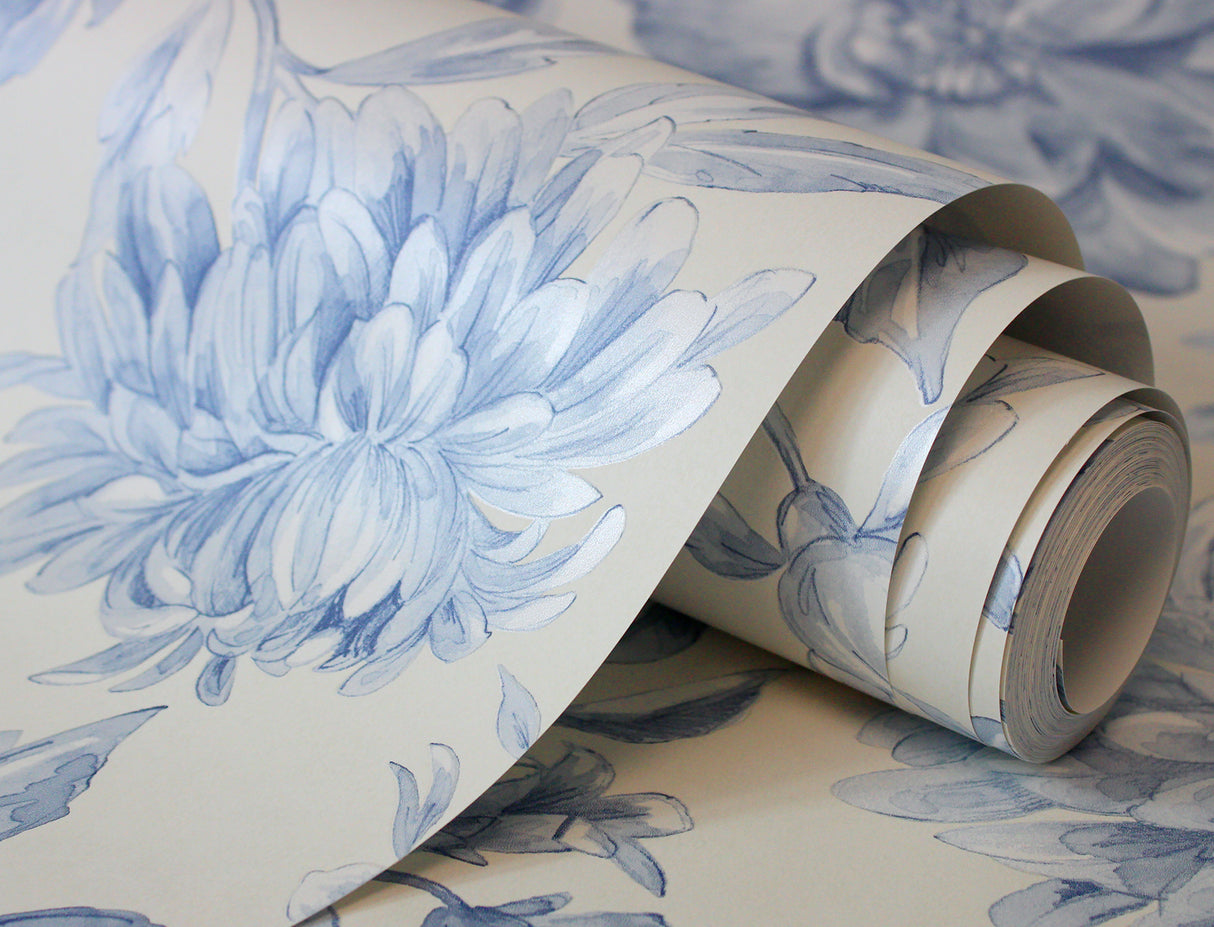 Gabriela Blue by Fine Decor Floral Wallpaper – Brewster Home Fashions FD43610