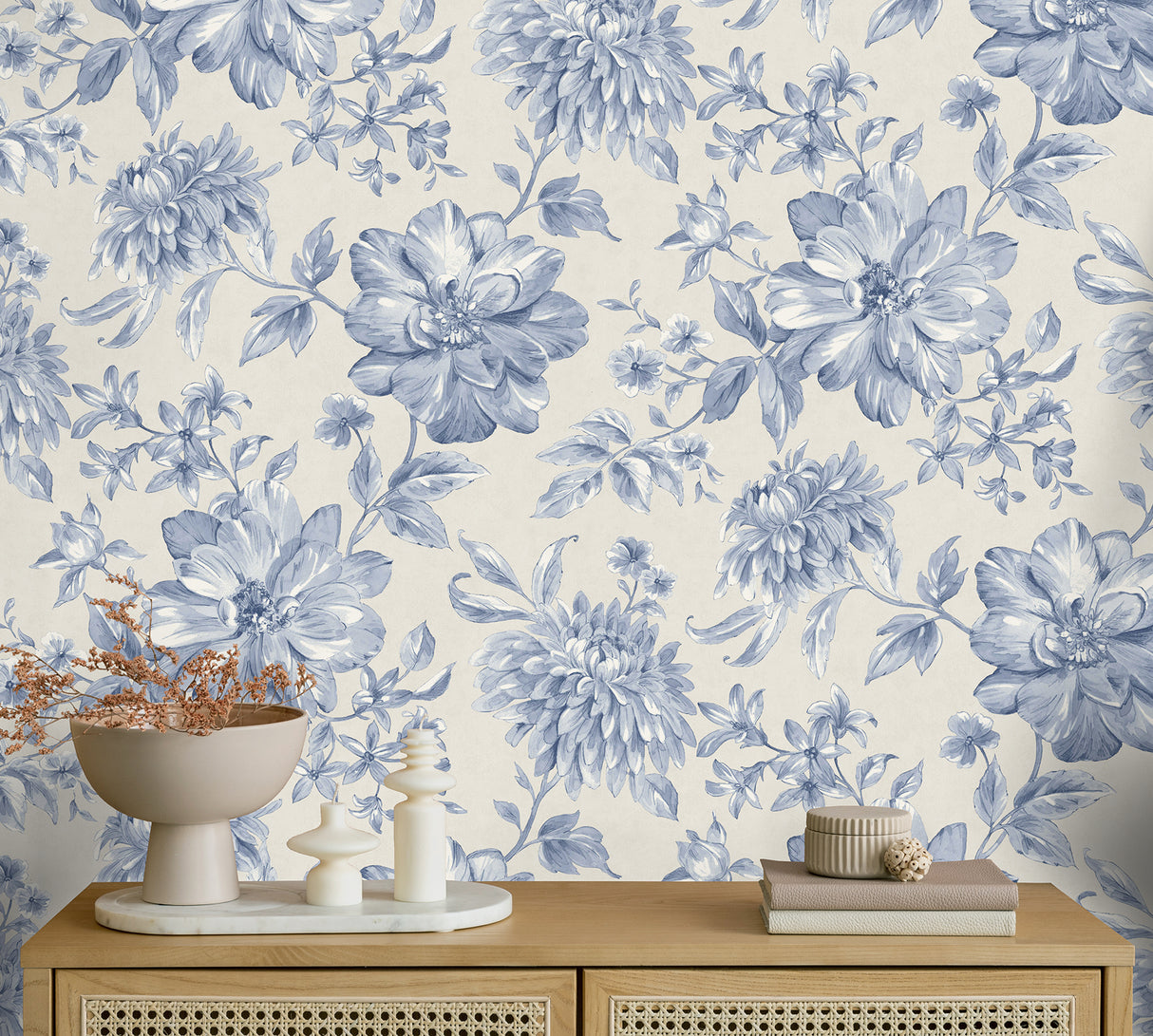 Gabriela Blue by Fine Decor Floral Wallpaper – Brewster Home Fashions FD43610