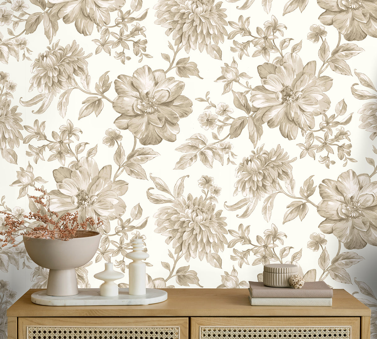 Gabriela Neutral by Fine Decor Floral Wallpaper – Brewster Home Fashions FD43611